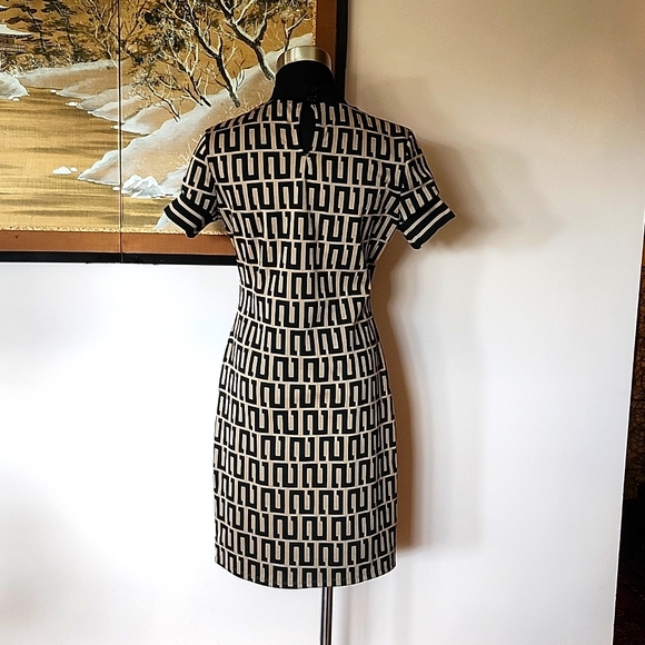 Derek Heart black tan Geo Jacquard Dress women's L - Picture 3 of 6